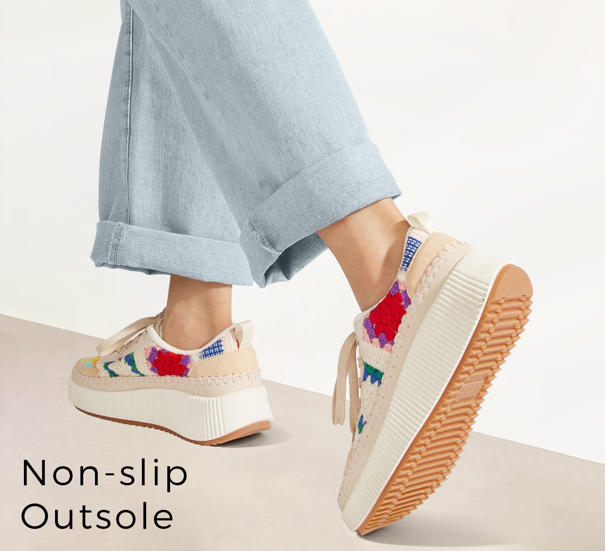 Women's Chunky Platform Sneakers - Rhinestone Braided Walking Shoes