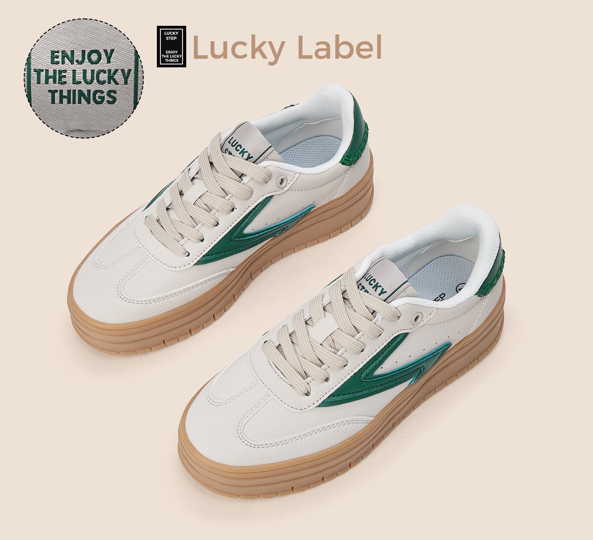 Lucky Step Retro Gum Sole Platform Sneakers for Women