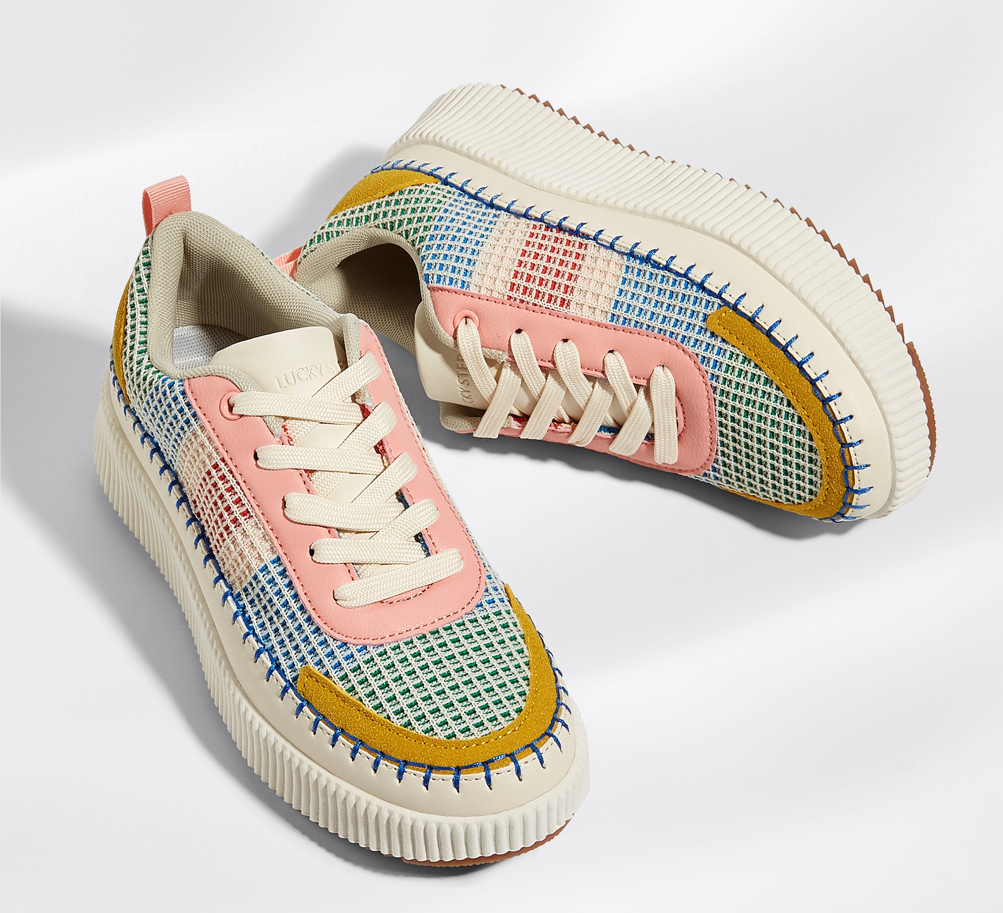 Women's Chunky Platform Sneakers - Rhinestone Braided Walking Shoes