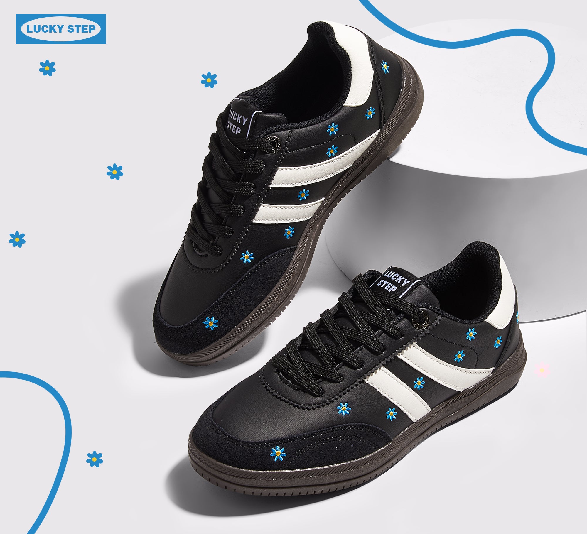 Women's Floral Embroidery Retro Sneakers - Gum Sole Anti-Slip Walking Shoes