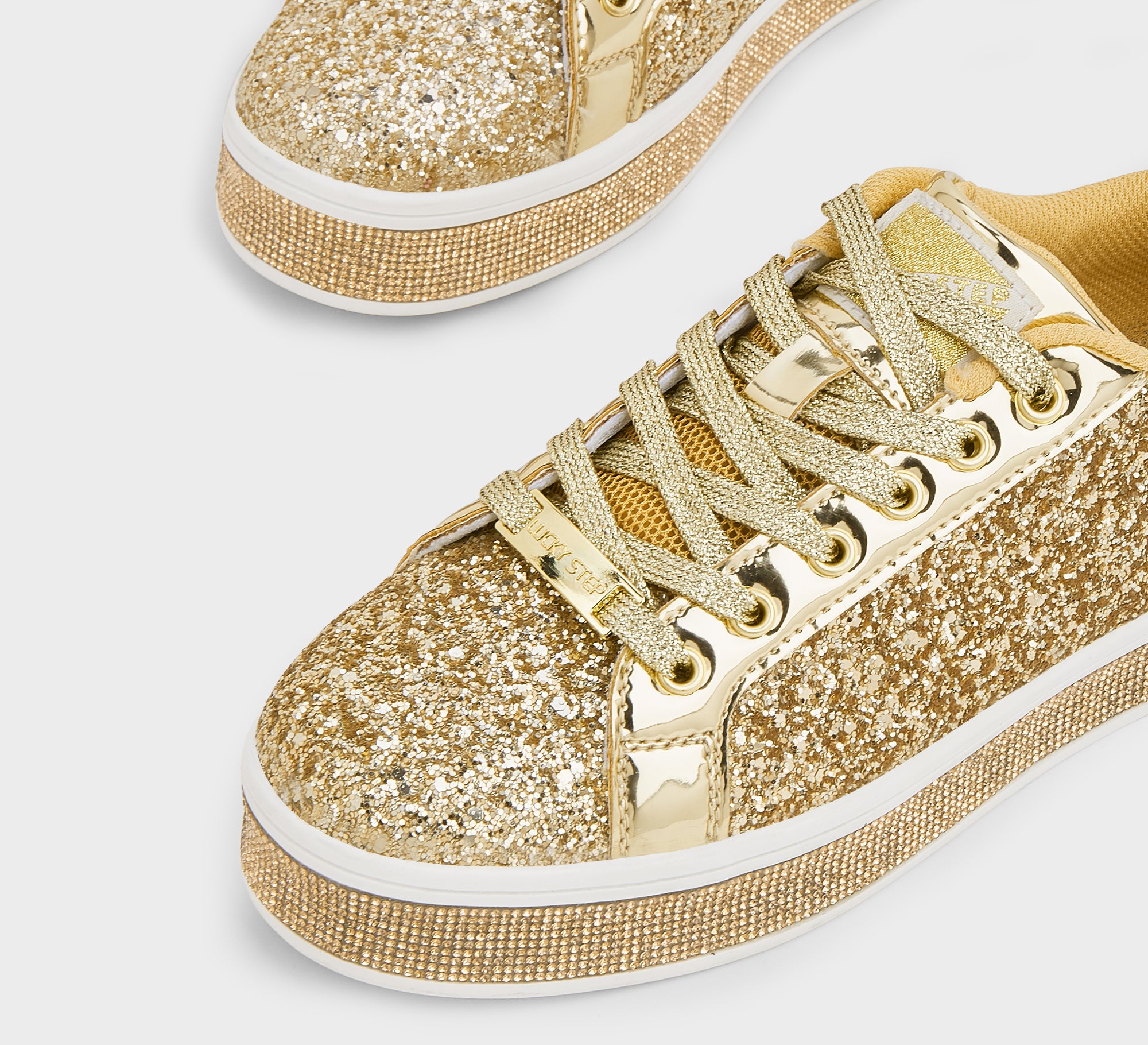 Women's Glitter Wedding Sneakers - Rhinestone Sole Platform Shoes