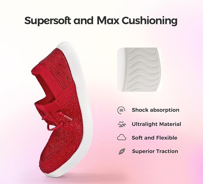Lucky Step Rhinestone Knit Slip-On Sneakers