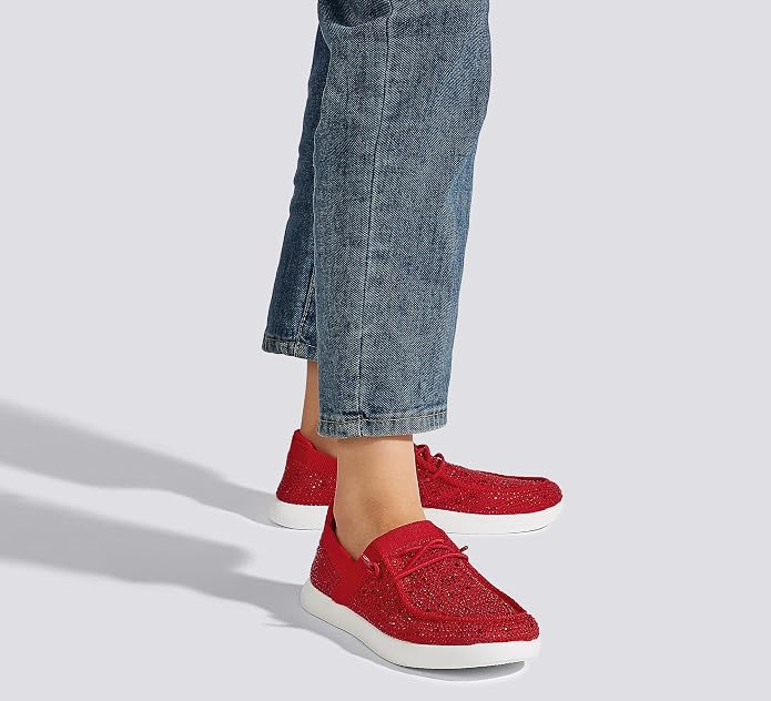 Lucky Step Rhinestone Knit Slip-On Sneakers