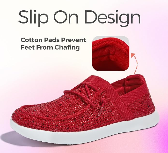 Lucky Step Rhinestone Knit Slip-On Sneakers