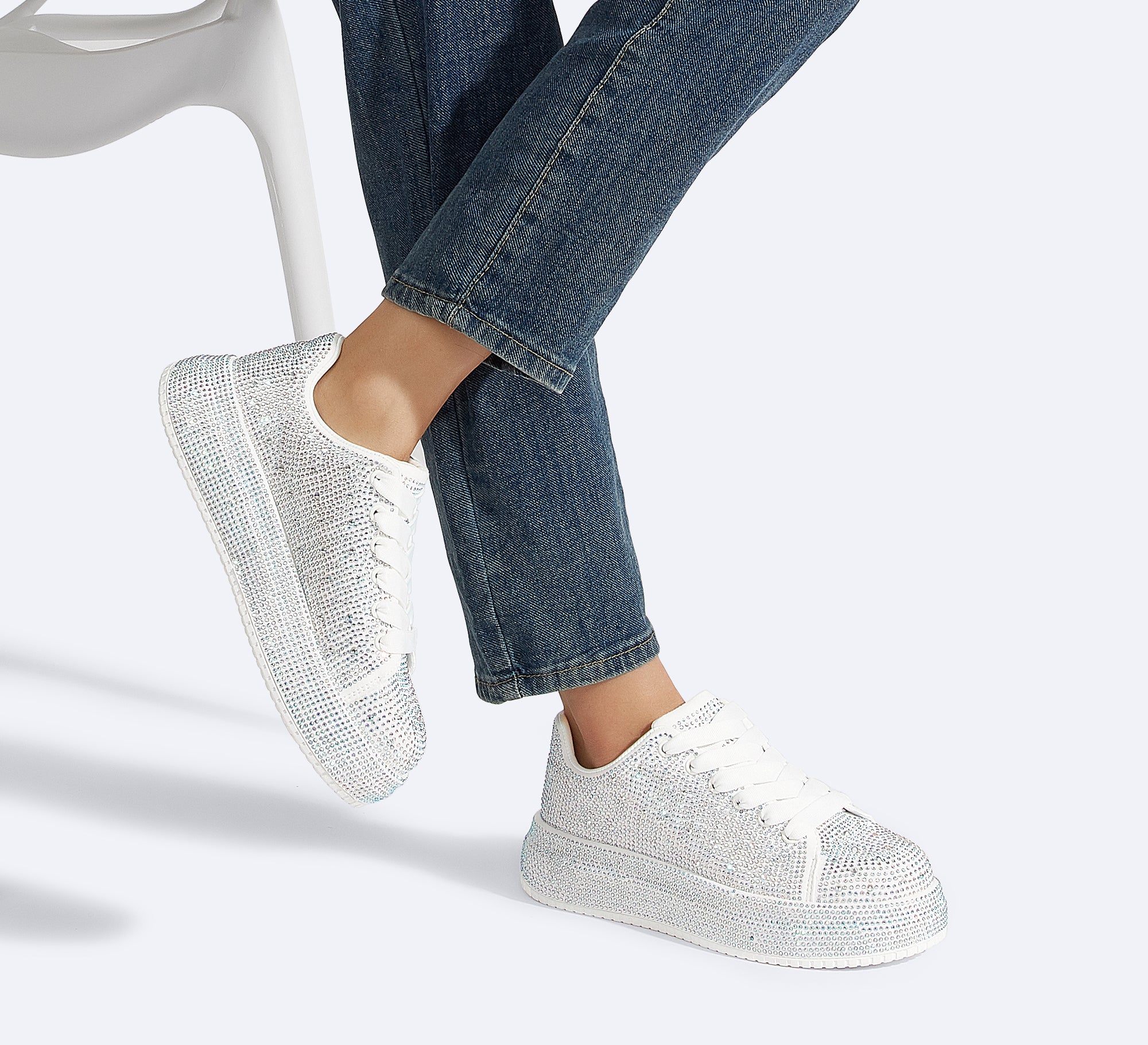 Sparkly Platform Sneakers | Full Rhinestone Wedding Party Shoes