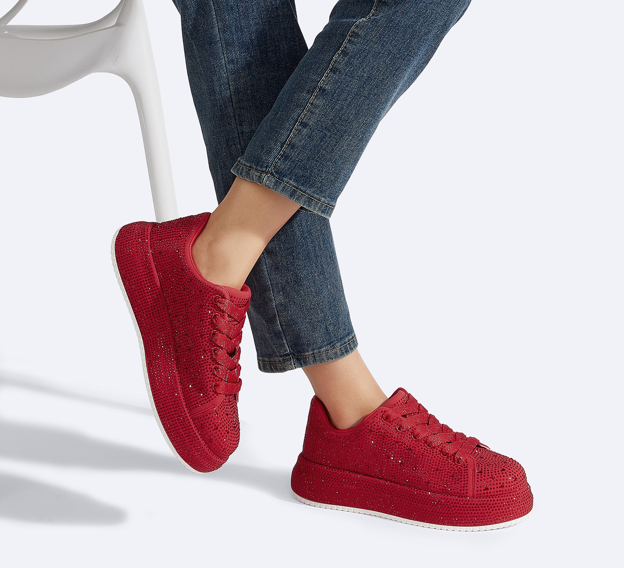 Sparkly Platform Sneakers | Full Rhinestone Wedding Party Shoes