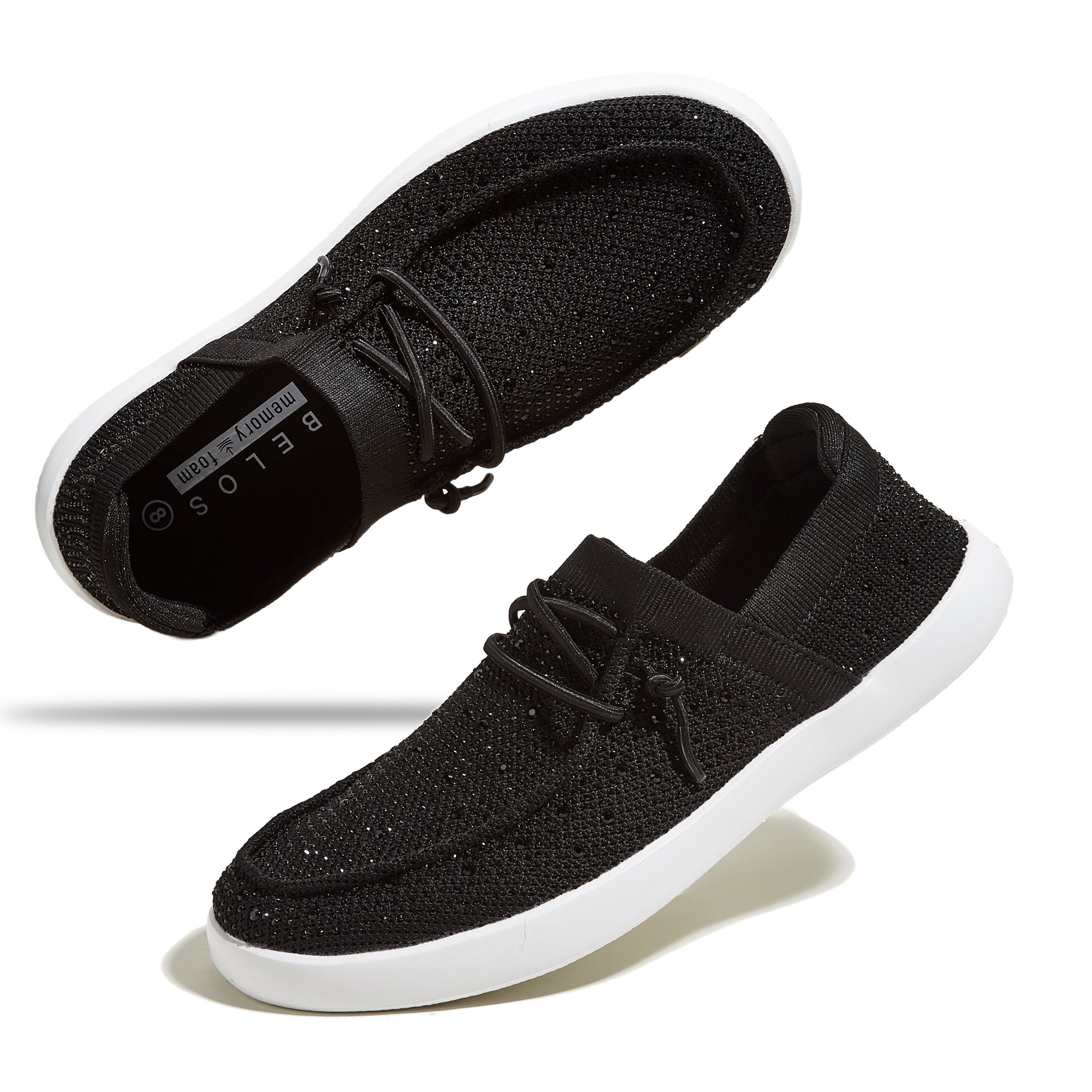 Rhinestone Slip-On Loafers | Women's Sparkly Mesh Walking Shoes