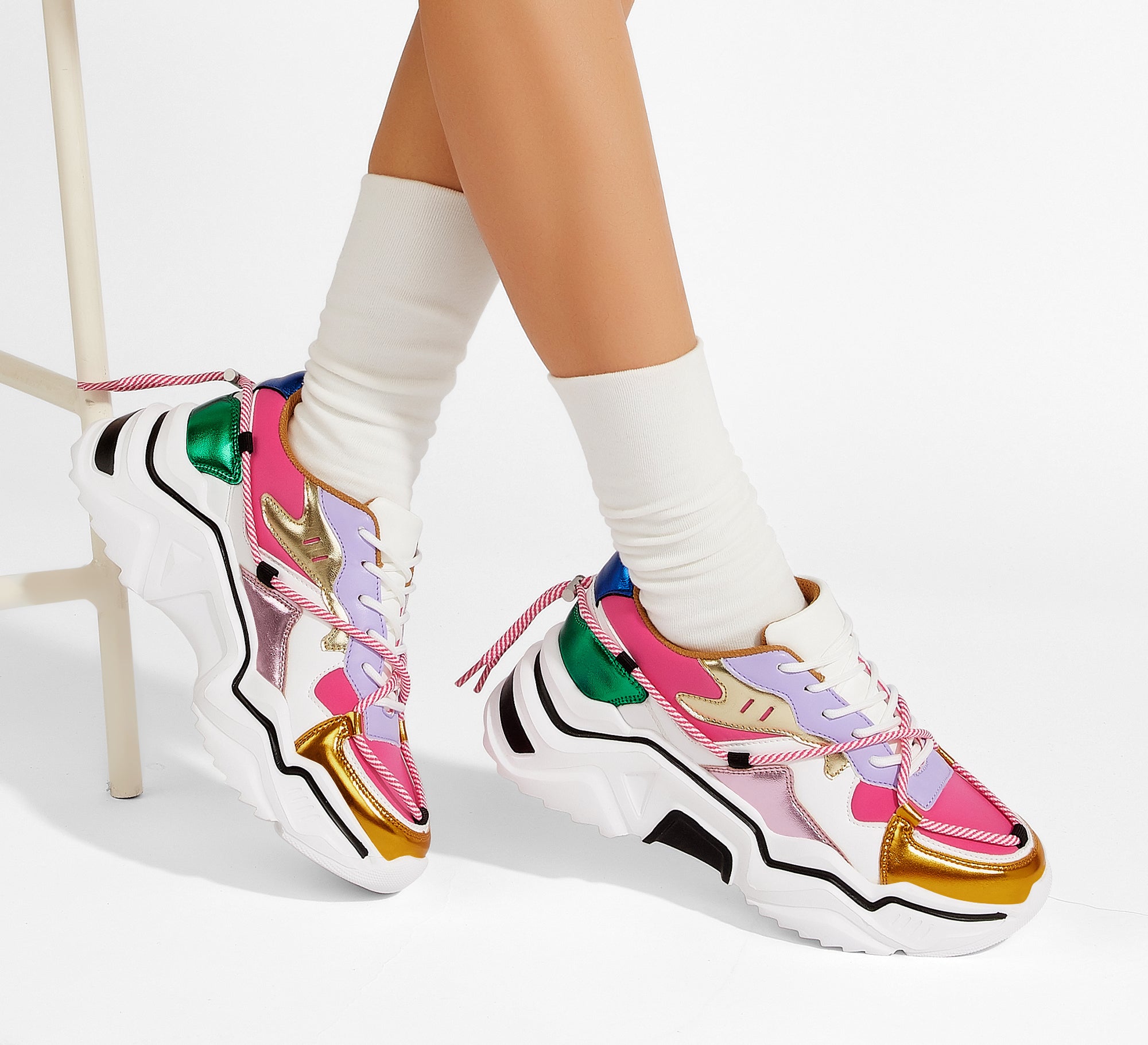 Retro Colorblock Platform Sneakers